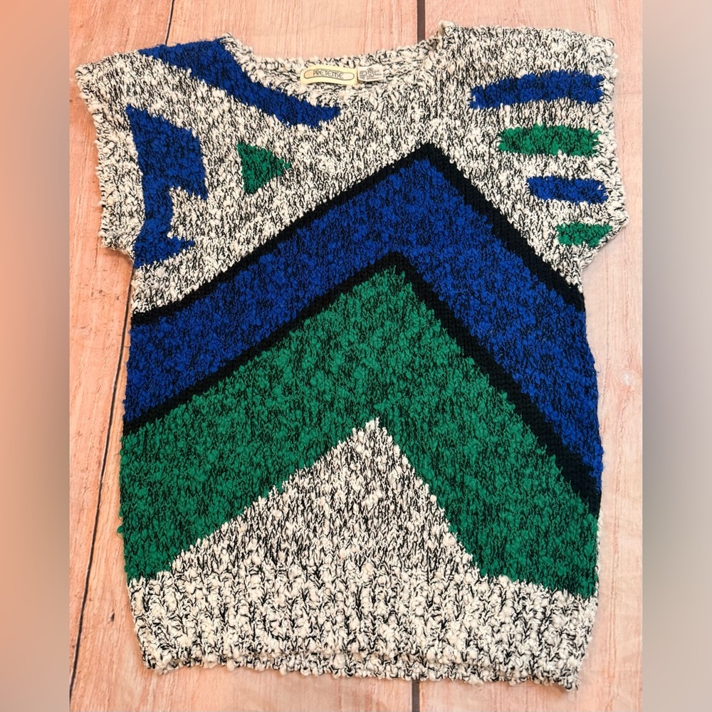 Pretense Woman’s Size Small Vintage 80’s Sweater  Shoulder Pads Abstract